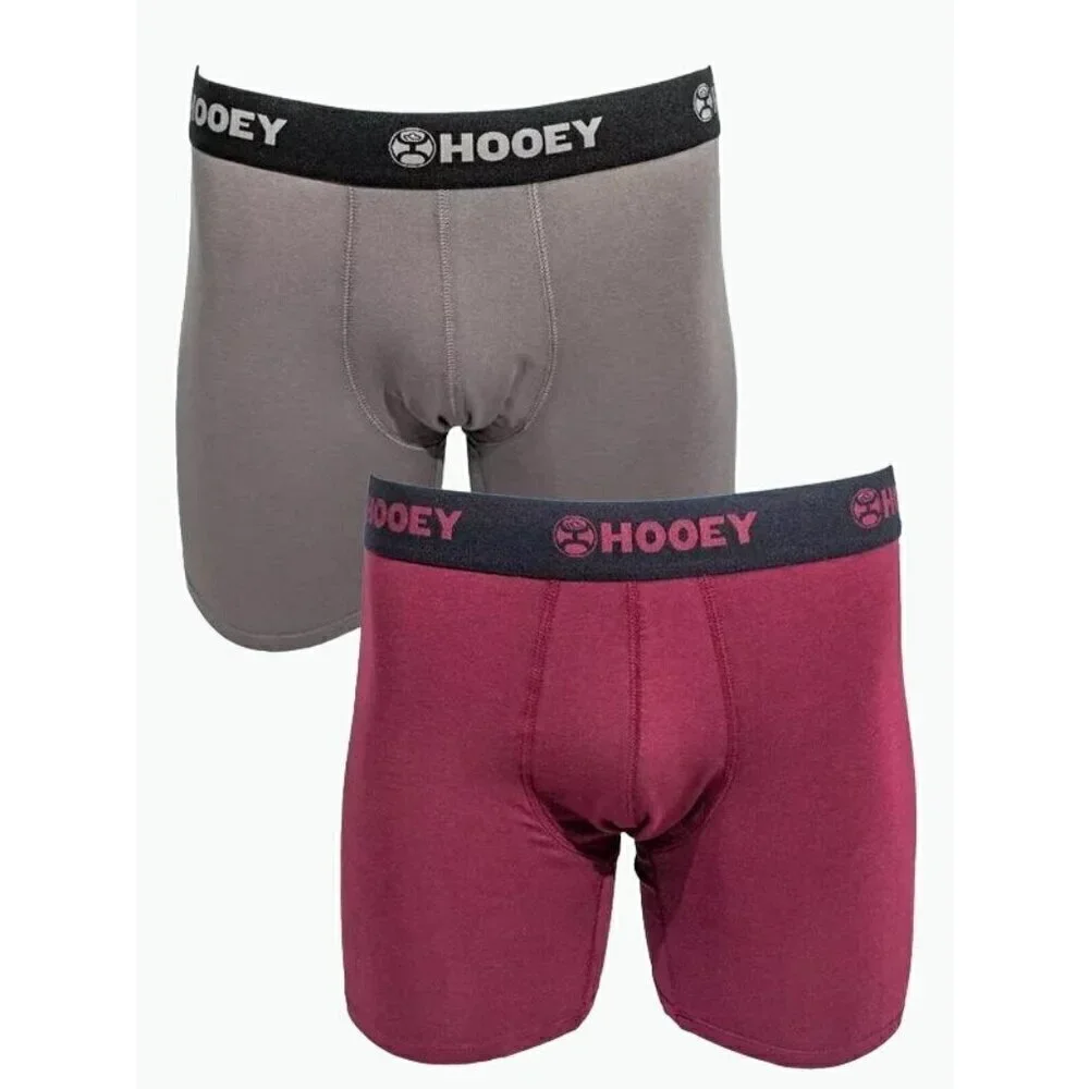 Hooey Men’s Mid-Thigh Bamboo Boxer Briefs 2 Pack Port Royal/Grey